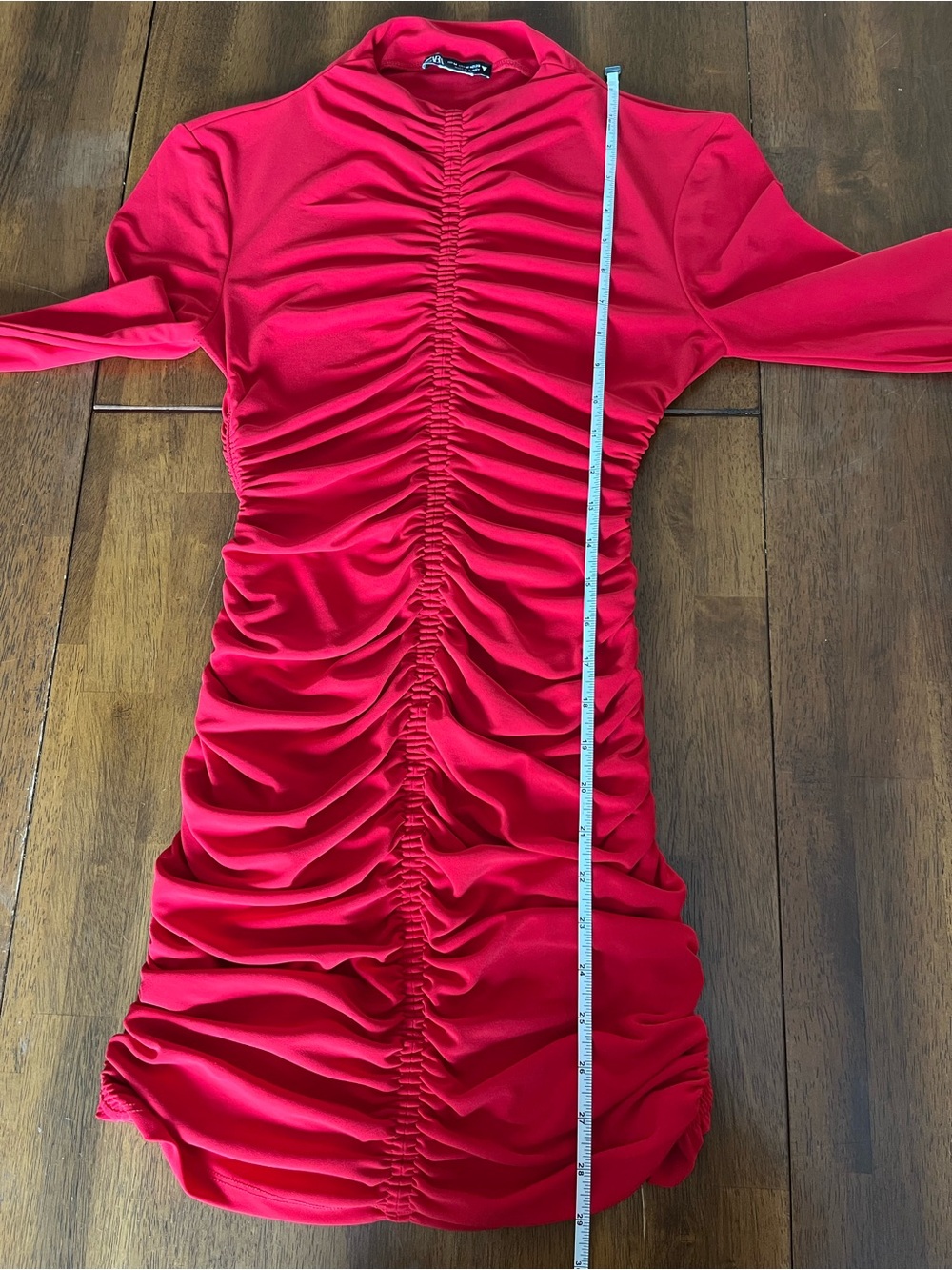 ZARA Scarlet Ruched Long Sleeve Mini Dress - Picture 6 of 6